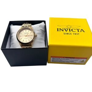 Invicta Specialty 29411 Watch Women OS Gold NEW Fluted Bezel Jubilee Bracelet